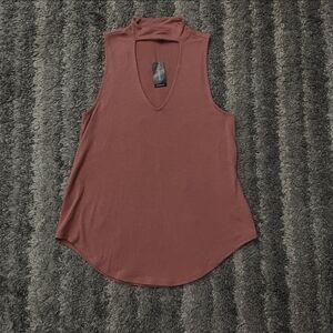 Express women's deep V-neck choker tank pinkish-orange NWT Small